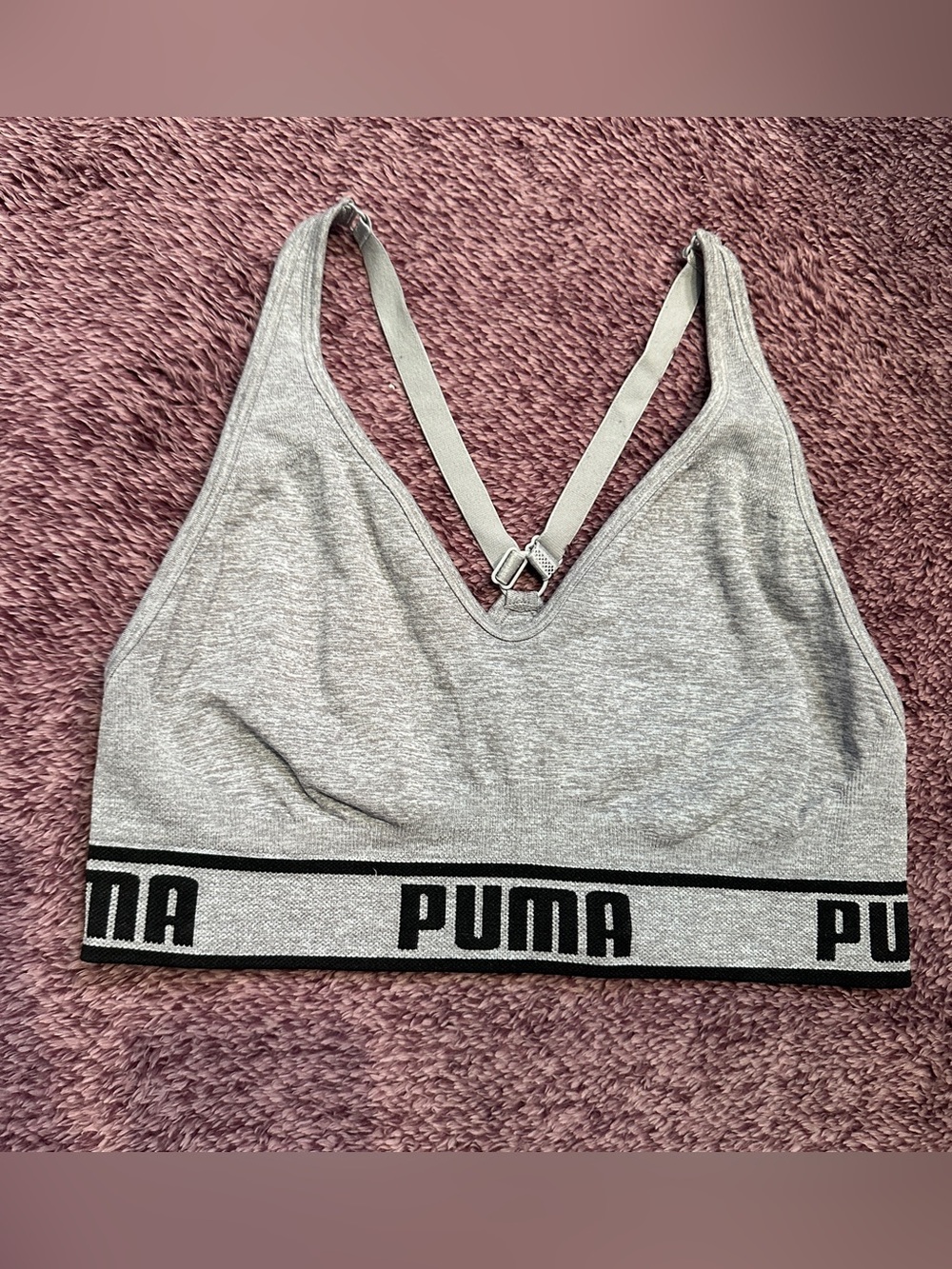 PUMA Women's Light Gray Seamless Bralette - Comfortable (No cup inserts)